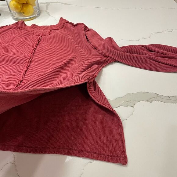 Free People Red V-Neck Ribbed Top - Picture 6 of 9